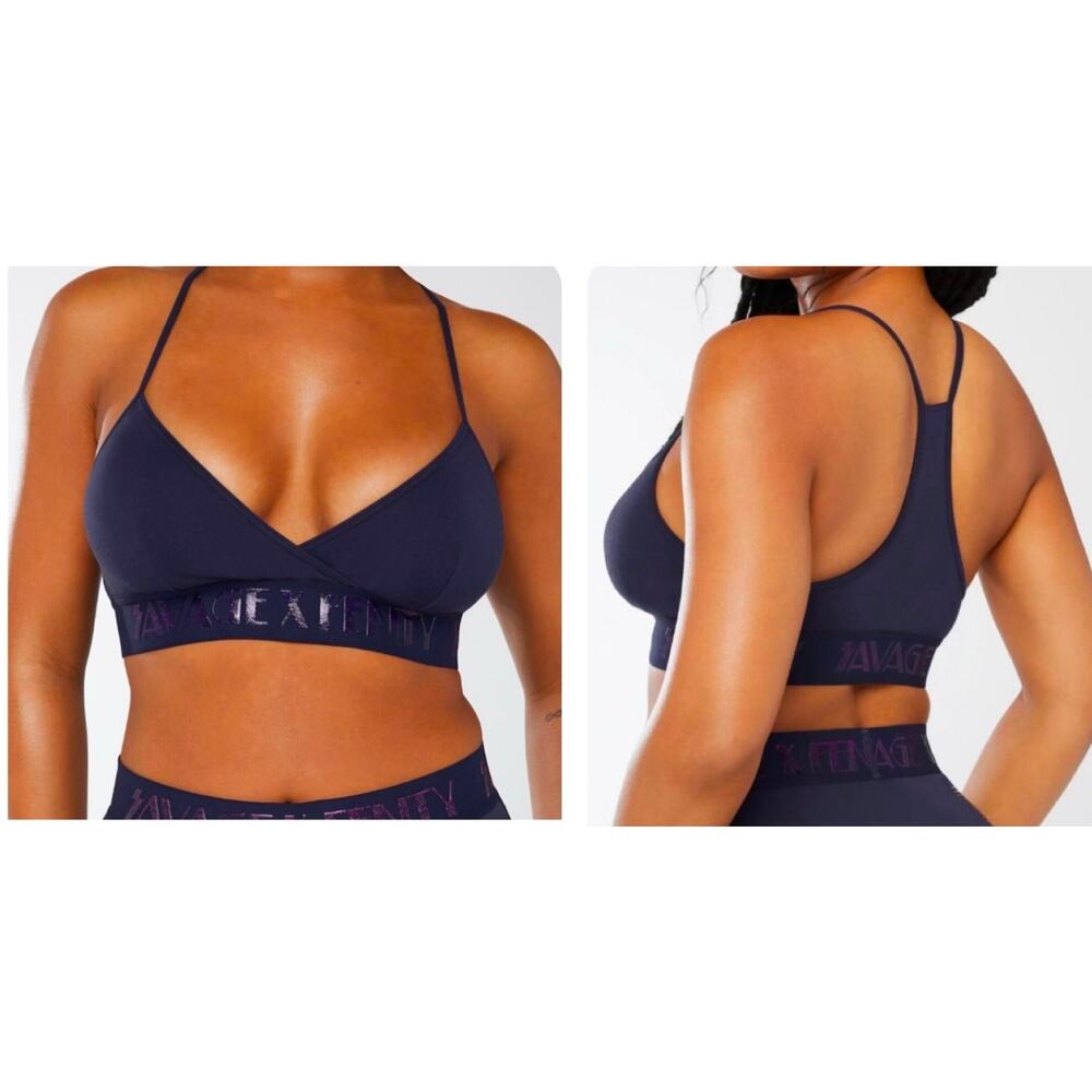 Savage x Fenty Vaporwave Forever Savage Bra Bralette Navy Glitter - 3X - NWT